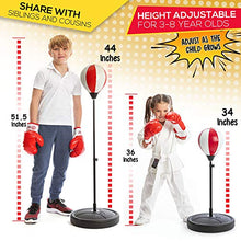 Load image into Gallery viewer, whoobli Punching Bag for Kids Incl Boxing Gloves | 3-8 Years Old Adjustable Kids Punching Bag with Stand | Boxing Bag Set Toy for Boys & Girls