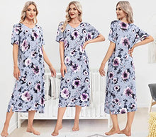 Load image into Gallery viewer, MZROCR Nightgowns For Women Long Soft Night gown Sleepshirts Comfy V Neck Night Dress with Pockets Women Pajamas Sleepwear