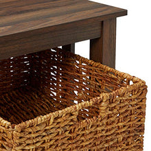 Load image into Gallery viewer, WE Furniture Rustic Wood Rectangle Coffee Accent Table Storage Baskets Living Room, 40 Inch, Dark Walnut