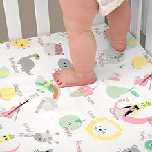 Load image into Gallery viewer, TILLYOU Microfiber Crib Sheets Set for Boys & Girls, Silky Soft Toddler Sheets Printed, Breathable Cozy Baby Sheets, 28 x 52in, 2 Pack Letters & Numbers