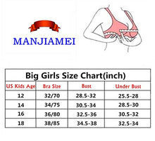 Load image into Gallery viewer, MANJIAMEI Women Teen Girls Thin Cotton Breathable Sports Bra Wire Free Push up Running A-Cup Bra Solid 3 Pack 32