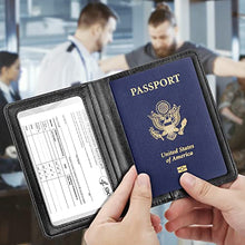 Load image into Gallery viewer, Passport and Vaccine Card Holder Combo, Passport Holder with Vaccine Card Slot, Passport Wallet, Passport Cover, Passport Case, Passport Holder for Women and Men (AA-Black)