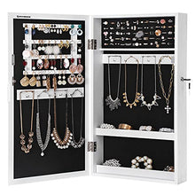 Load image into Gallery viewer, SONGMICS Lockable Jewelry Cabinet Armoire with Mirror, Wall-Mounted Space Saving Jewelry Storage Organizer, White UJJC51WT