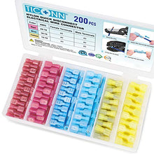 Load image into Gallery viewer, TICONN 200 Pcs Nylon Spade Quick Disconnect Connectors Kit, Electrical Insulated Terminals, Male and Female Spade Wire Crimp Terminal Assortment Kit
