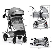 Load image into Gallery viewer, INFANS Newborn Baby Stroller Carriage, 2 in 1 High Landscape Convertible Reversible Bassinet Pram, Foldable Aluminum Alloy Pushchair with Adjustable Canopy, 3D Shock Absorption PU Wheels (Light Grey)