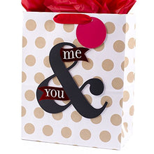 Load image into Gallery viewer, Hallmark 13" Large Anniversary Gift Bag with Tissue Paper (You & Me, Polka Dots on White) for Anniversary, Valentines Day, Grooms Gift and More
