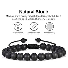 Load image into Gallery viewer, M MOOHAM Mens Bracelet Giftsfor Grandfather - 8mm Tiger Eye Black Matte Agate Mens Anxiety Bracelets, Stress Relief Yoga Beads Adjustable Bracelet Dad GITS Father's Gifts Grandpa Gifts for Men