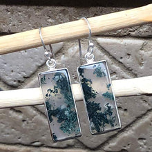Load image into Gallery viewer, Natural Green Moss Agate 925 Solid Sterling Silver Earrings 40mm