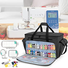 Load image into Gallery viewer, CURMIO Sewing and Embroidery Machine Carrying Case, Universal Tote Bag with Removable Cushion Pad Compatible with Brother SE600, SE630, PE535 Embroidery Machine and Accessories, Black, Bag Only