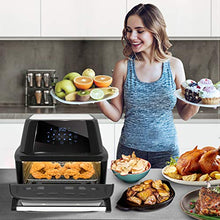 Load image into Gallery viewer, NutriChef PKAIRFR96 1800W High Power Air Fryer Plus Food Dehydrator And Rotisserie Oven Combo-17+ Quart, (L x W x H): 11.8’’ x 9.8’’ x 7.5’’, Black