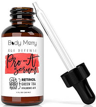 Load image into Gallery viewer, Body Merry Pro-A Serum Advanced Anti-Aging Retinol Serum w Natural Aloe, Vitamin E & Hyaluronic Acid to Combat Wrinkles, Fine Lines, Discoloration