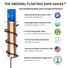 Load image into Gallery viewer, World's Coolest Rain Gauge, Stake, Copper, Measure, Monitor, Conserve, Precipitation, Easy to Read, Deck, Patio, Garden, Lawn, Unbreakable