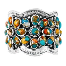 Load image into Gallery viewer, Turquoise Ring Sterling Silver 925 Genuine Gemstones Size 6 to 11 (Spiny Turquoise) (8)