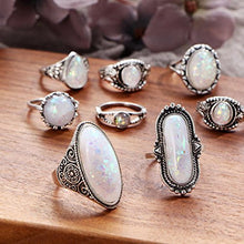 Load image into Gallery viewer, Fheaven 8PC Boho Jewelry Silver Natural Gemstone Marquise Moonstone Beads Personalized Ring Girs Women Gift (8PC)