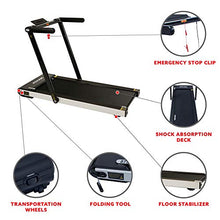 Load image into Gallery viewer, Sunny Health & Fitness ASUNA Space Saving Treadmill, Motorized with Low Profile, Speakers & Slim Folding - 8730,Black