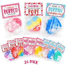 Load image into Gallery viewer, Valentines Day Cards for Kids - Valentines Day Gifts for Kids - 24 Mini Heart Pop Fidget Toys Bulk - Valentine Exchange Cards for Classroom School Party Favors Toddlers Girls Boys Age 3 Year and Up