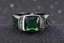 Load image into Gallery viewer, Aunyamanee Jewelry Shop Emerald Cut Size 8,9,10,11 Man's Black 18K Gold Filled AAA Emerald Wedding Rings (10)