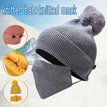 Load image into Gallery viewer, BCDlily Womens Winter Windproof Beanie Hat Warm Knitted Skull Cap with Faux Fur Pom for Cycling Skiing (Gray)