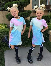 Load image into Gallery viewer, Boyoo Baby Toddler Girls Cotton Dress Tie Dye Short Sleeve Crew Neck A Line Pure Color Casual T Shirt Dress
