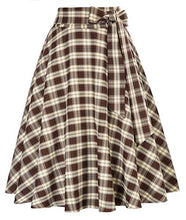 Load image into Gallery viewer, Belle Poque Brown Plaid Skirt for Women Plus Size Long Skirts with Pocket, XX-Large