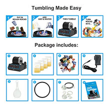 Load image into Gallery viewer, Professional Advanced Rock Tumbler Kit, include Rough Gemstones, 4 Polishing Grits, with 3 Speed Settings and Digital 9-Day Timer