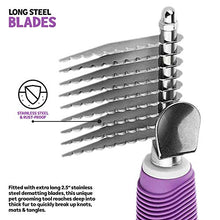Load image into Gallery viewer, Poodle Pet Dematting Fur Rake Comb Brush Tool - with Long 2.5 Inches Steel Safety Blades for Detangling Matted or Knotted Undercoat Hair.