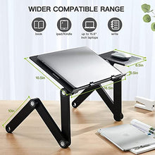 Load image into Gallery viewer, HUANUO Adjustable Laptop Stand, Laptop Desk for up to 15.6" Laptops, Portable Laptop Table Stand with 2 Strengthened CPU Fans, Detachable Mouse Pad, Ergonomic Lap Desk, TV Bed Tray, Standing Desk