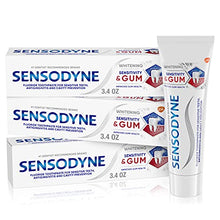 Load image into Gallery viewer, Sensodyne Sensitivity & Gum Whitening Toothpaste, Toothpaste for Sensitive Teeth & Gum Problems, 3.4 s (Pack of 3), 10.2 Oz