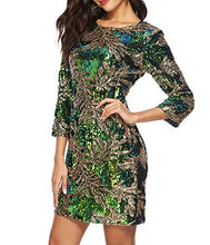 Load image into Gallery viewer, Zshujun Women's 1920s Glitter Sequin Mini Party Dress Club Bodycon Gowns 2467(Green, S)