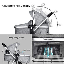 Load image into Gallery viewer, INFANS Newborn Baby Stroller Carriage, 2 in 1 High Landscape Convertible Reversible Bassinet Pram, Foldable Aluminum Alloy Pushchair with Adjustable Canopy, 3D Shock Absorption PU Wheels (Light Grey)