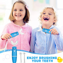 Load image into Gallery viewer, U Shaped Electric Toothbrush 360 Rotation Toddler Auto Whitening Toothbrush Silicone Whole Mouth Baby Toothbrush Automatic Electric Toothbrush with 2 Brush Heads for Children Kids, Battery Operated