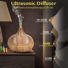 Load image into Gallery viewer, Ultimate Aromatherapy Diffuser 550ml & Essential Oil Set - Ultrasonic Diffuser & Top 10 Essential Oils - with 4 Timer & 15 Ambient Light Settings - Bedroom Vaporizer Cool Mist Humidifier