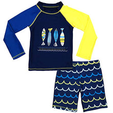 Load image into Gallery viewer, Boys Two Piece Rash Guard Swimsuits Kids Long Sleeve Sunsuit Swimwear Sets 2T
