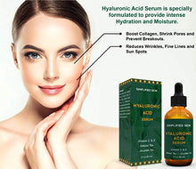 Load image into Gallery viewer, Hyaluronic Acid Serum for Face & Eyes (2 oz) with Vitamin C, E & Green Tea for Anti-Aging, Moisturizing, Antioxidant & Wrinkle Treatment. Best Hydrating Pure Facial Serum by Simplified Skin