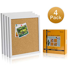 Load image into Gallery viewer, Board2by Cork Bulletin Boards 12 X 12, White Framed Cork Tiles, Wall Mounted Corkboards for Walls, Small Pin Board 1/2 Inch Thick, Mini Wall Bulleting Board with 16 Push Pin Wood Clips, 4 Pack