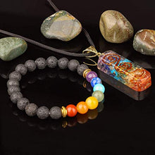 Load image into Gallery viewer, Crystal Vibe 7 Chakra Necklace and Chakra Bracelet Jewelry Set with amethyst Crystal Necklaces Spiritual for Women Men for Healing Protection Positive Energy Yoga - Crystal Jewelry Set