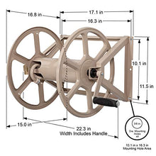 Load image into Gallery viewer, Liberty Garden 709 Steel Wall/Floor Mounted Hose Reel, Holds 200-Feet of 5/8-Inch Hose - Tan