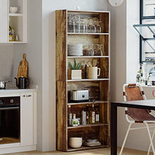 Load image into Gallery viewer, IRONCK Bookshelves and Bookcases Floor Standing 6 Tier Display Storage Shelves 70in Tall Bookcase Home Decor Furniture for Home Office, Living Room, Bed Room, Industrial Brown