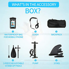 Load image into Gallery viewer, Rumlad Inflatable Stand Up Paddle Board 4 Inches Thick with One-Way Sup Dedicated Pump&Backpack,Adjustable Special Pulp,Simple Foot Rope,Waterproof Cell Phone Bag,Youth & Adult,Blue