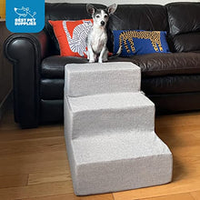 Load image into Gallery viewer, Best Pet Supplies Foldable Foam Pet Steps for Small Dogs and Cats, Portable Ramp Stairs for Couch, Sofa, and High Bed Climbing, Non-Slip Balanced Indoor Step Support, Paw Safe - Gray Lattice, 3-Step