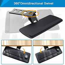 Load image into Gallery viewer, HUANUO Keyboard Tray Under Desk,360 Adjustable Ergonomic Sliding Keyboard & Mouse Tray, 25" W x 9.8" D, Black