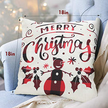Load image into Gallery viewer, BuenoLife Christmas Pillow Covers Set of 4, 18 x 18 Inch Accent Pillow Cases, Plaid Linen Cushion Decorative Throw Pillow Covers, Square Pillowcase for Sofa Home Office Living Room Holiday Xmas Decor