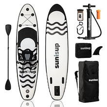 Load image into Gallery viewer, SUNISUP SUP Inflatable Paddle Board, 10.6’ x 30” x 6", Non-Slip Stand Up Deck with Detachable Kayak Seat, Fishing Rod Mount, Paddleboard Accessories with Air Pump, Bag, Ankle Leash, Go Pro Mount