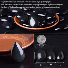 Load image into Gallery viewer, OCARLY 925 Black Obsidian Drop Pendant with Faint Rainbow Eyes Necklace Amulet Gemstone Stainless Steel/Titaniu/925 Chain Necklace