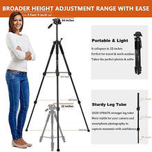 Load image into Gallery viewer, 64-inch Tripod, Ultra Stable Aluminum Tripod Stand for Camera & Cell Phone with Phone Tripod Mount and Remote Shutter, Ideal for Videos, Vlogs and Social Media Live - Black
