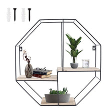 Load image into Gallery viewer, SPDELP Octagon Floating Shelf Wall Mounted Hanging Shelves, Wood Wall Storage