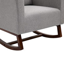 Load image into Gallery viewer, HOMCOM Accent Lounge Rocking Chair with Solid Curved Wood Base and Linen Padded Seat, Grey