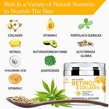 Load image into Gallery viewer, Retinol Collagen Cream with Hyaluronic Acid for Face Moisturizing and Anti Aging; Facial Moisturizer for Firming Skin Anti-Wrinkle Reduce Fine Lines with Vitamin C+E Natural-Ingredient Designed by USA Day&Night for Men & Women