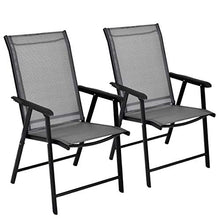 Load image into Gallery viewer, Giantex 2-Pack Patio Folding Chairs Portable for Outdoor Camping, Beach, Deck Dining Chair w/Armrest, Patio Chairs Set of 2, Grey