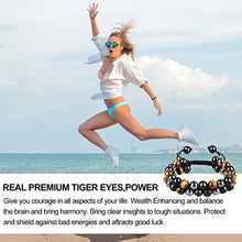 Load image into Gallery viewer, Triple Protection Crystal Bracelet,Energy Crystal Bracelet Tigers Eye Black Obsidian and Hematite Beads Bracelet for Men Women, Crystal Jewelry Stone Bracelets Bring Luck and Prosperity and Happiness
